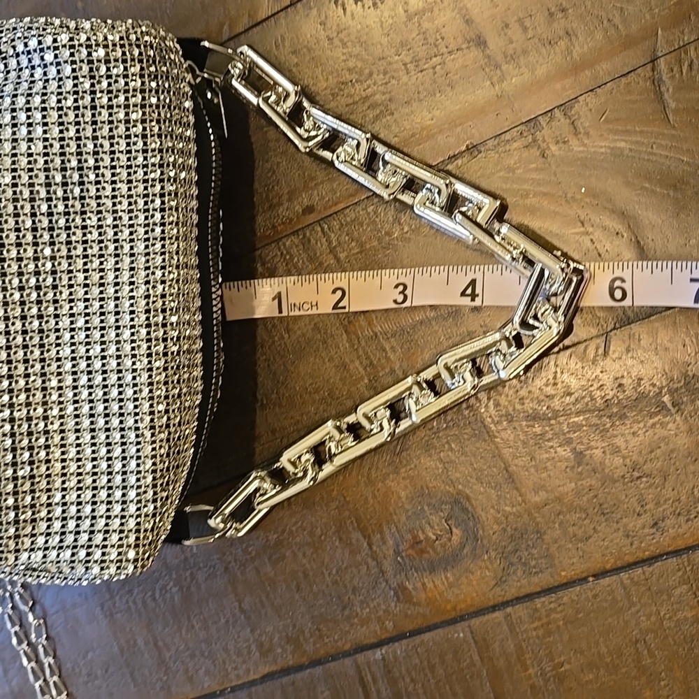Silver Rhinestone Mesh Petite Bag - Picture 9 of 12